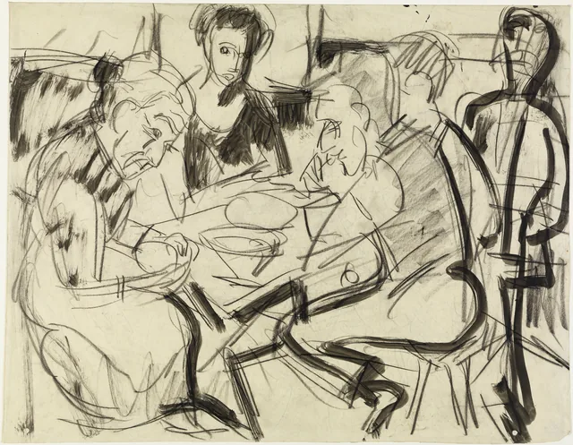 Famille de paysans à table
