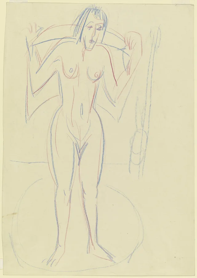 Standing Woman in a Tub, Drying Herself