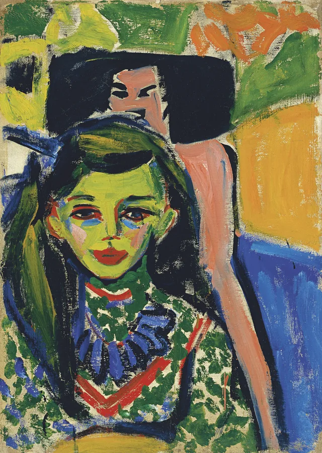Fränzi devant une chaise sculptée, Ernst Ludwig Kirchner