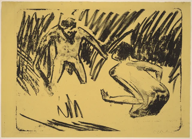 Men Splashing in the Reeds