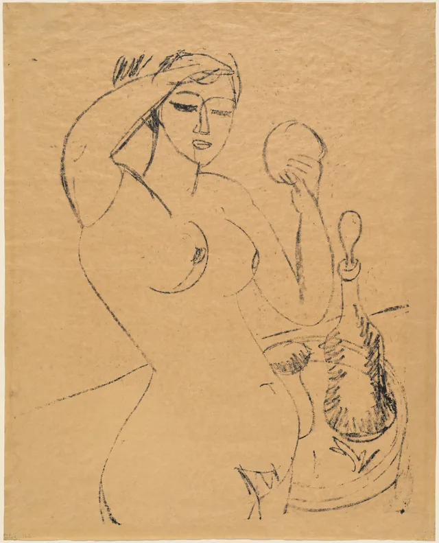 Jeune fille nue à sa toilette