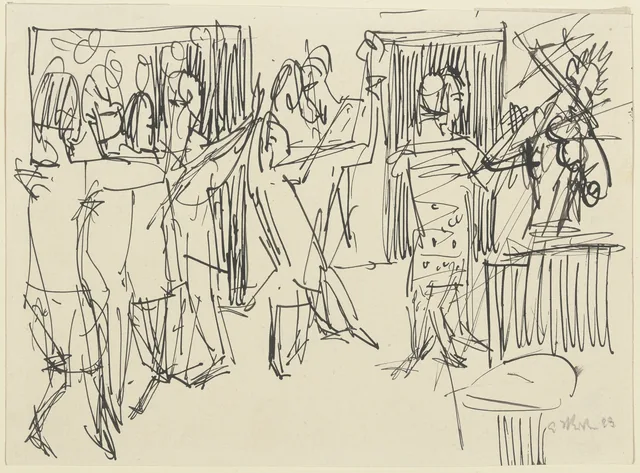 Four Dancing Couples and Fiddler