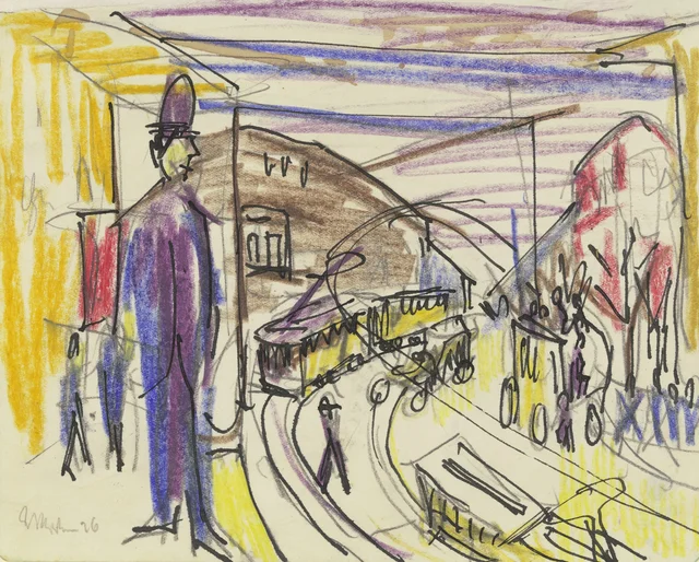 Calle de gran ciudad con tranvías, Ernst Ludwig Kirchner