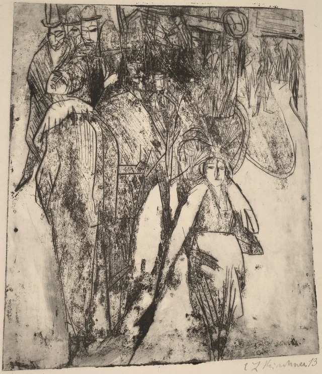 Escena de calle con un ómnibus, Ernst Ludwig Kirchner