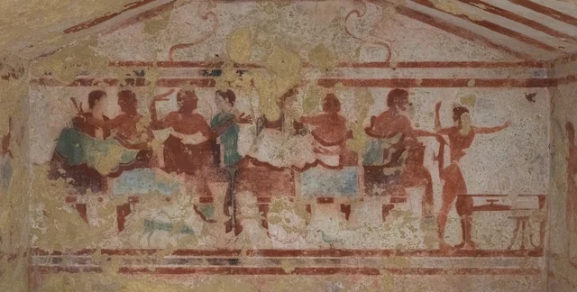 Banquet, dancers and musicians (back wall), Etruscans
