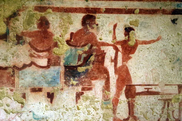 Banqueters and a dancer, Etruscans