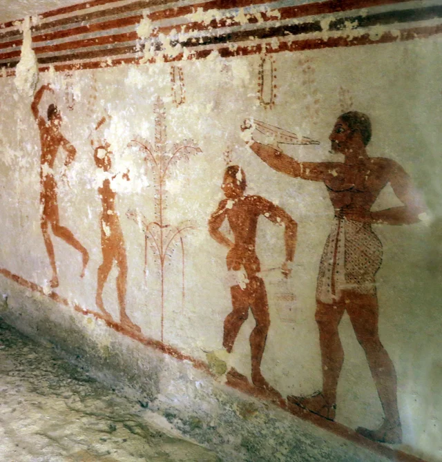 Flute player and dancer, Etruscans