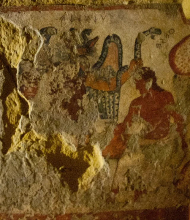 The demon Tuchulcha and Theseus, Etruscans