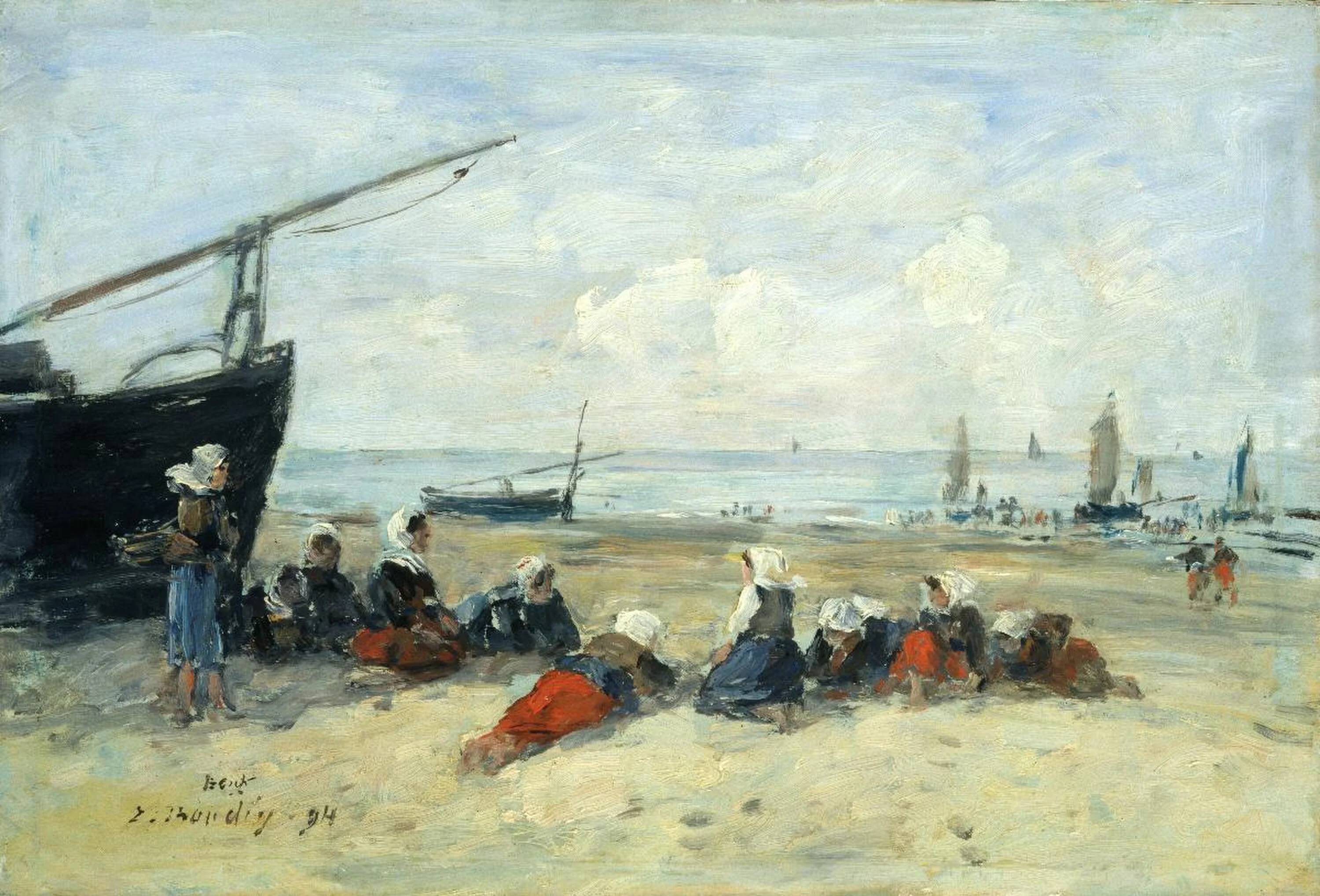 Berck, Pêcheuses sur la plage, marée basse, Eugène Boudin