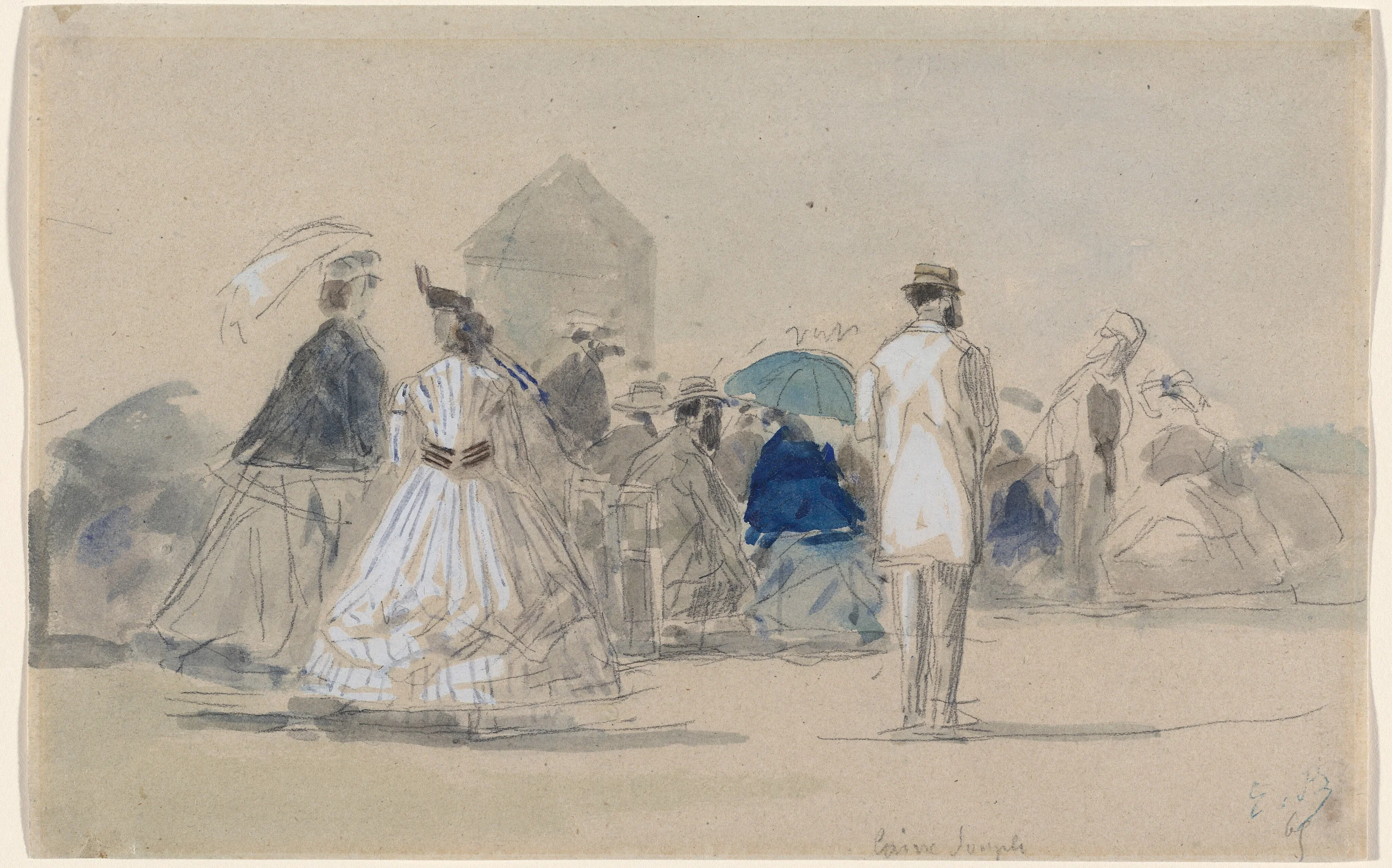 Crinolines on the Beach, Eugène Boudin
