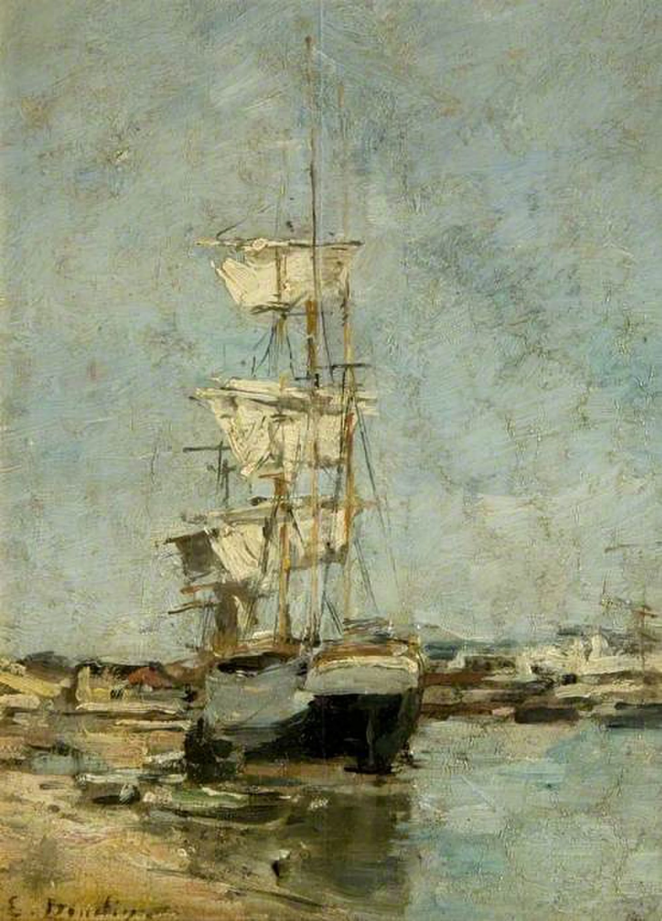 Large Sailing Ship in Port, Deauville, Eugène Boudin