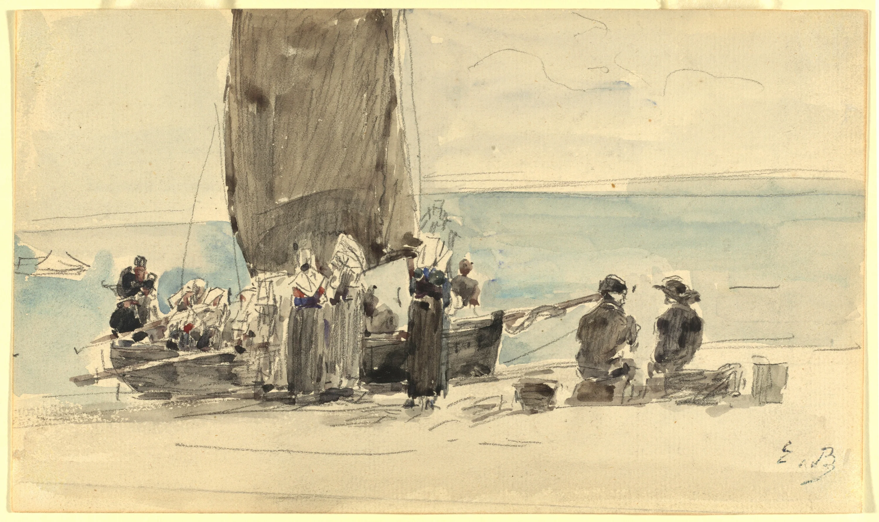 Loading the Boats, Eugène Boudin