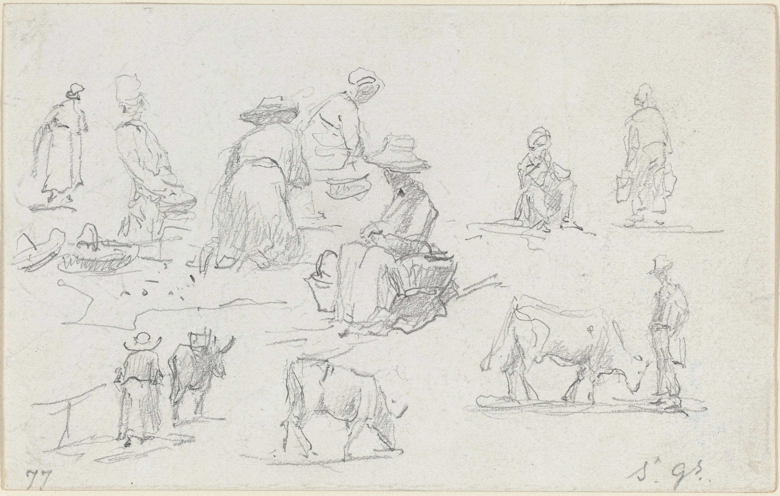 Peasants and Cows [recto], Eugène Boudin