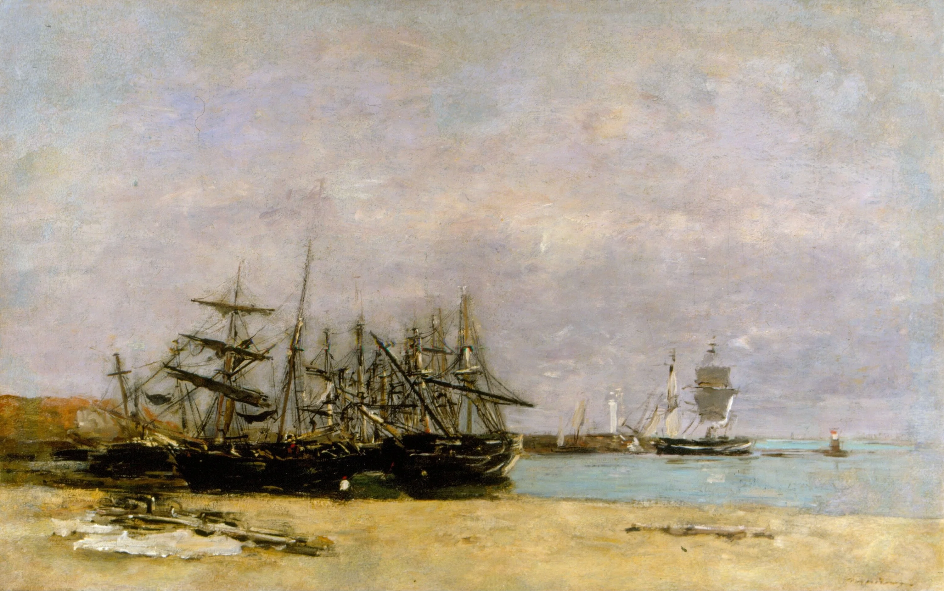 Portrieux - Stranded ships, Eugène Boudin