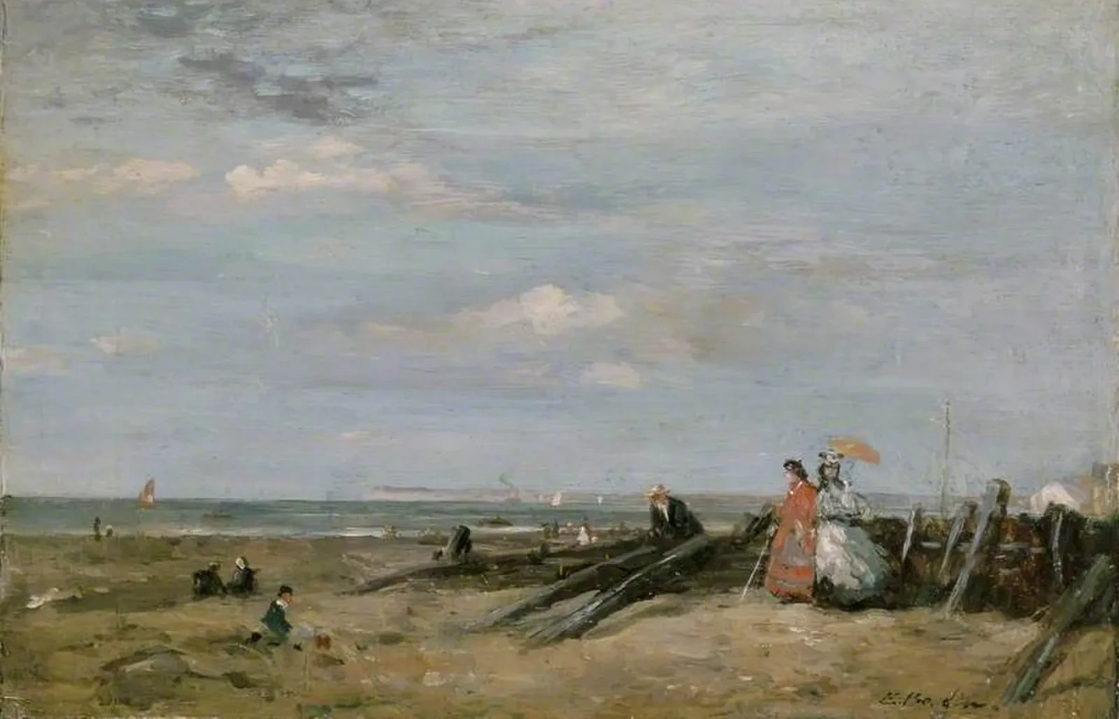A Beach Scene at Trouville, Eugène Boudin