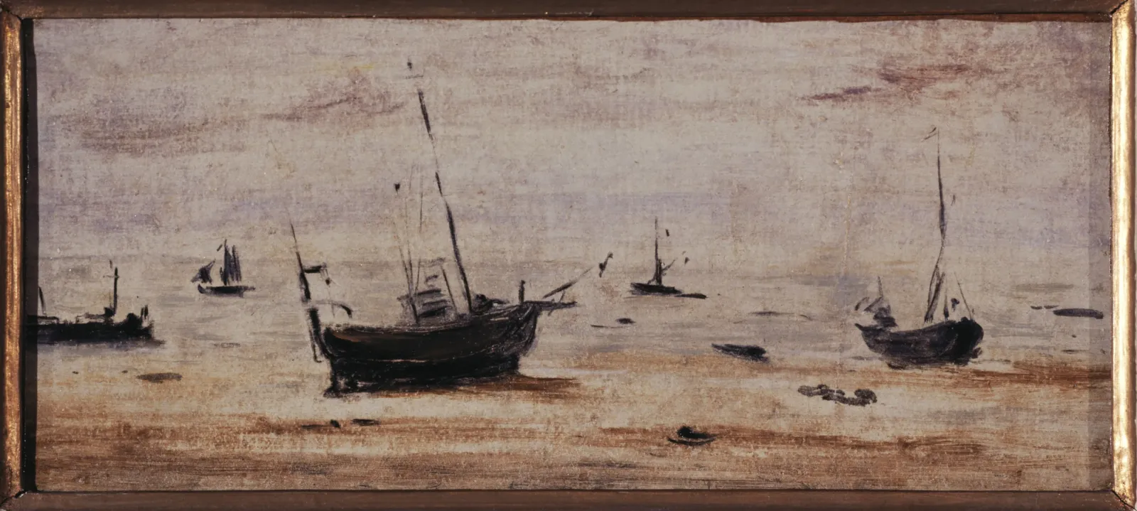 Bateaux échoués à marée basse, Eugène Boudin