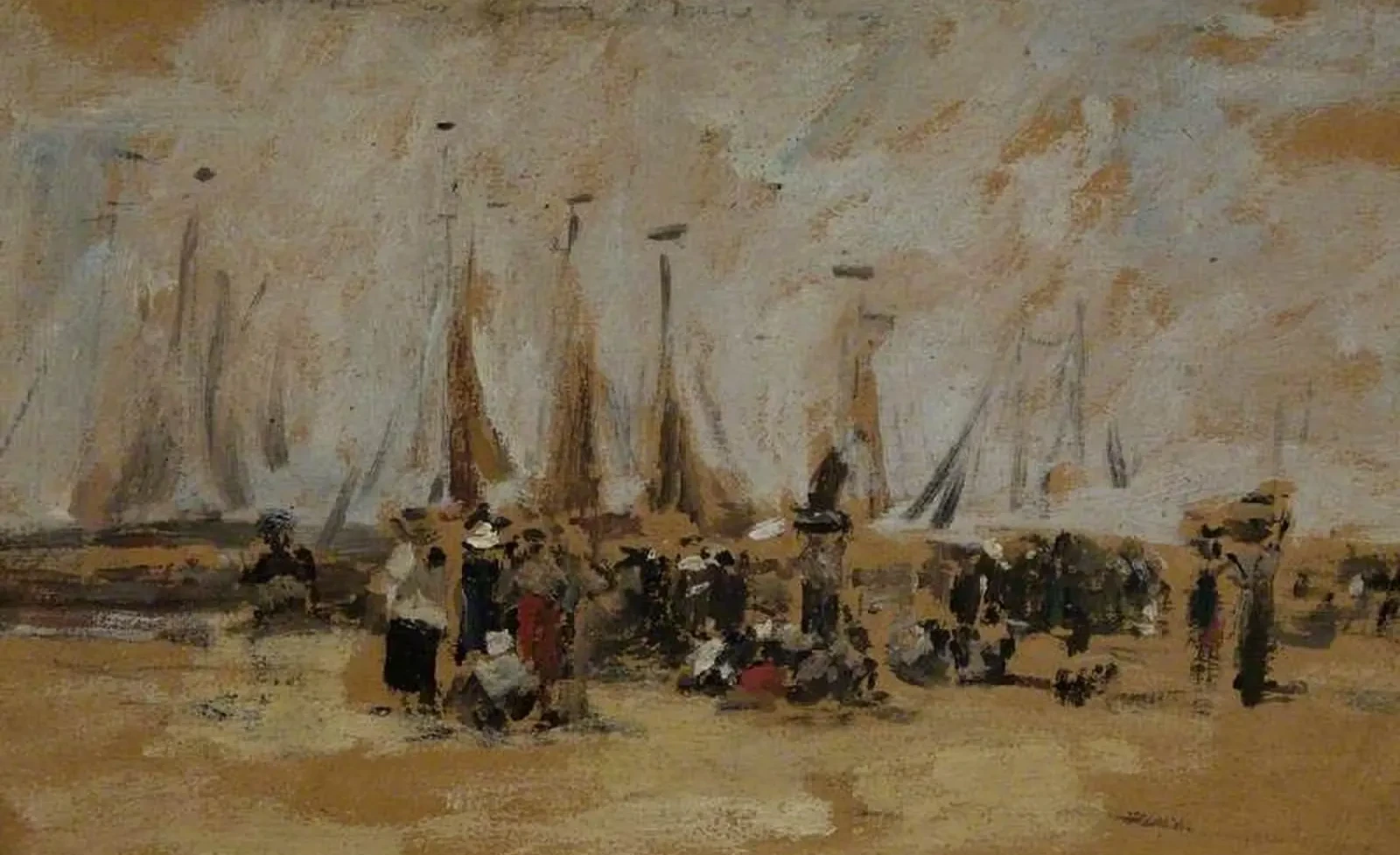 Scène de plage, peut-être Harfleur, Eugène Boudin