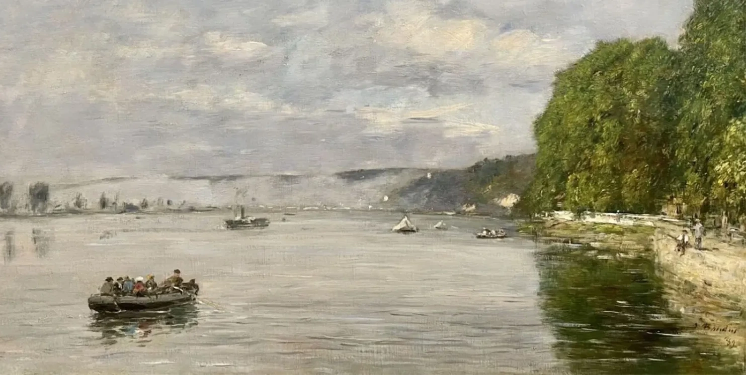 Caudebec-en-Caux, bateaux sur la Seine, Eugène Boudin