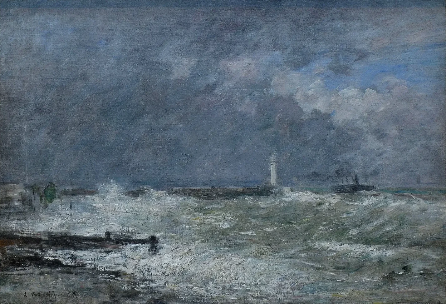 Entrée des jetées du Havre par gros temps, Eugène Boudin