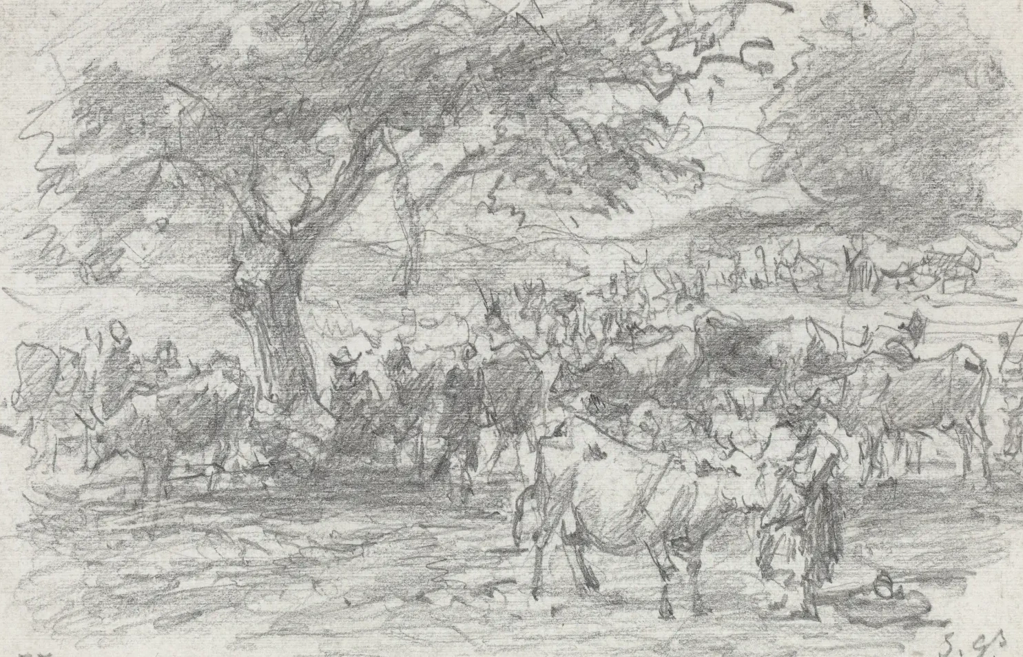 Bouviers et bétail, Eugène Boudin