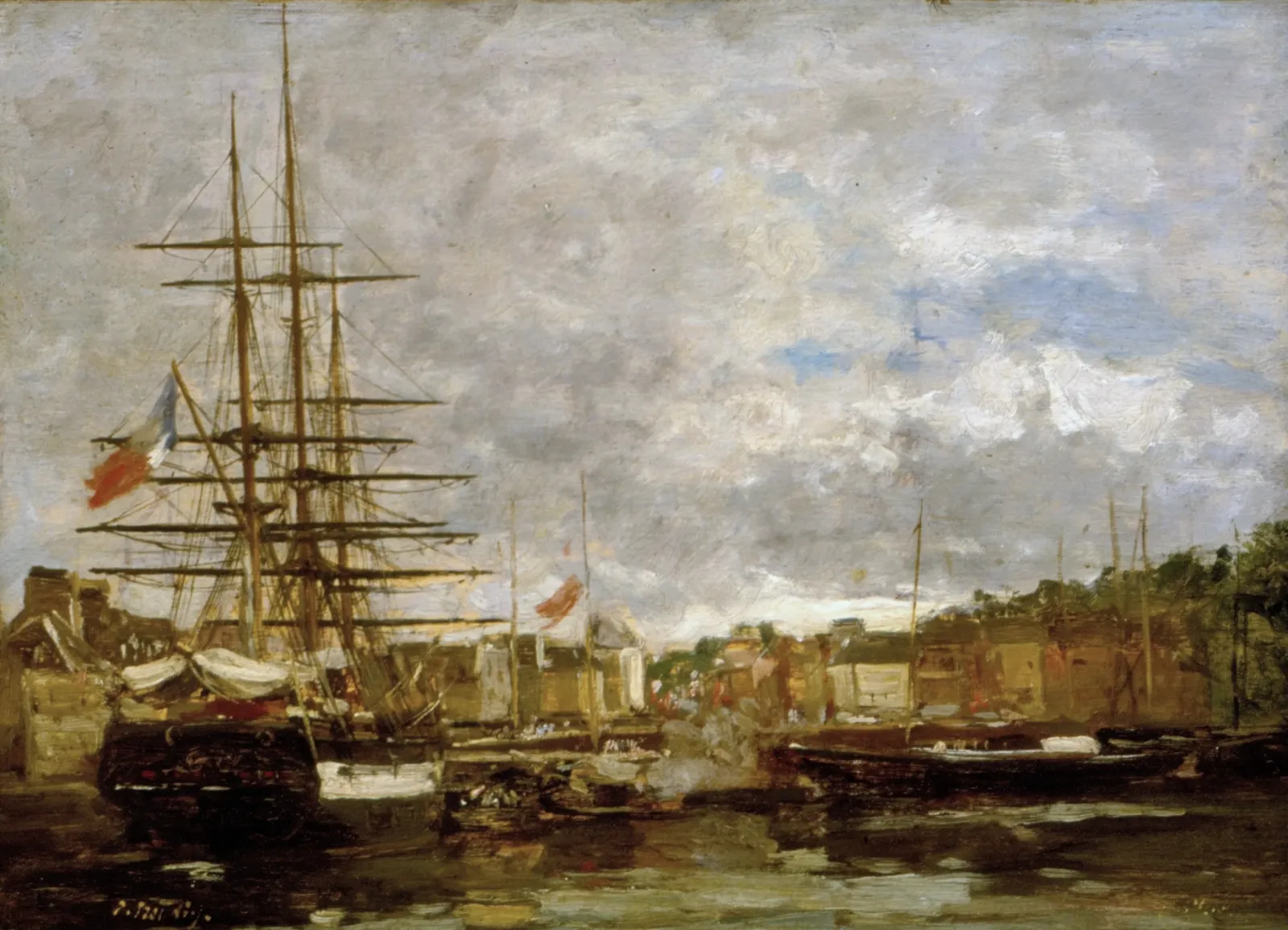 Honfleur - Ships docked in the port, Eugène Boudin
