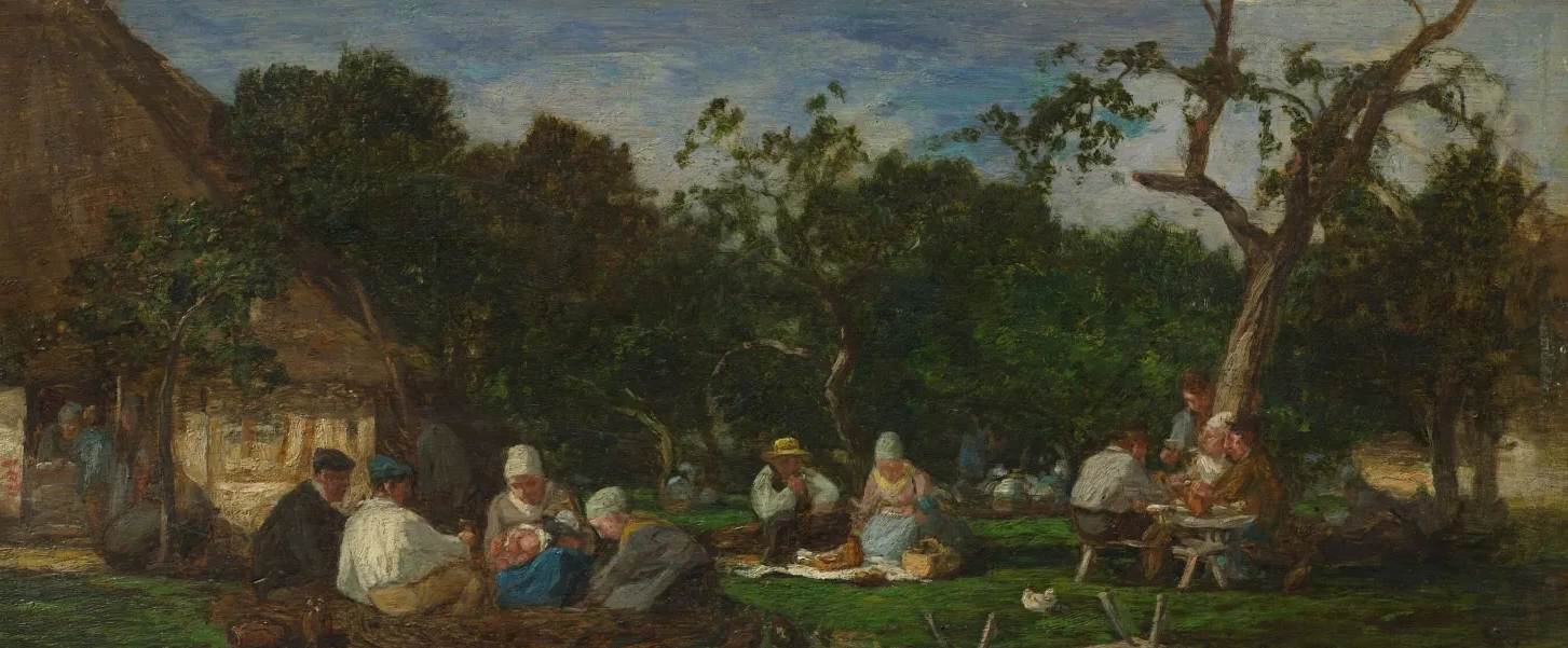 Honfleur : la ferme Saint-Siméon ; personnages assis, Eugène Boudin