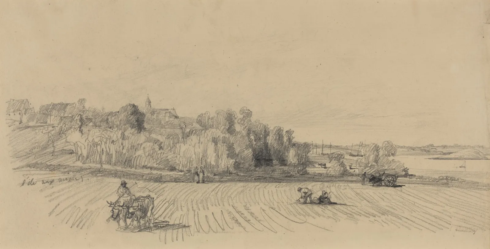 L'Ile aux Moines with Workers in a Field, Eugène Boudin