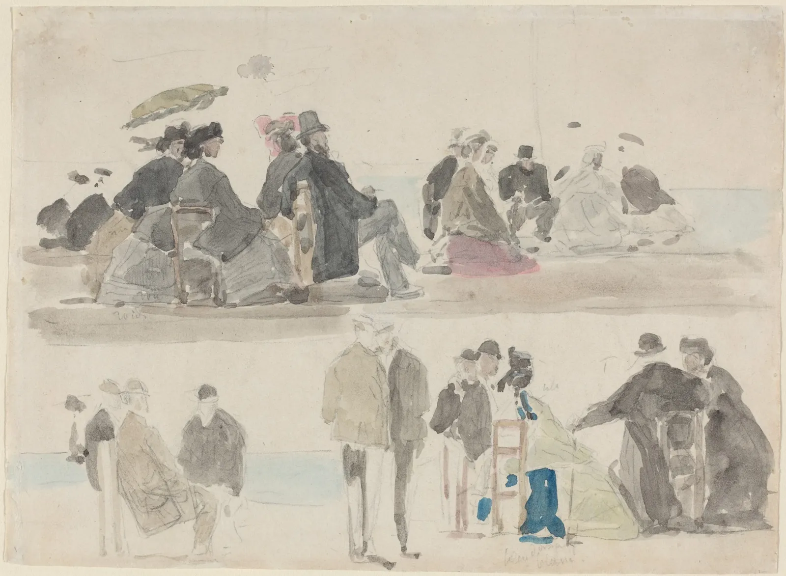 Ladies and Gentlemen on the Beach, in Two Registers, Eugène Boudin