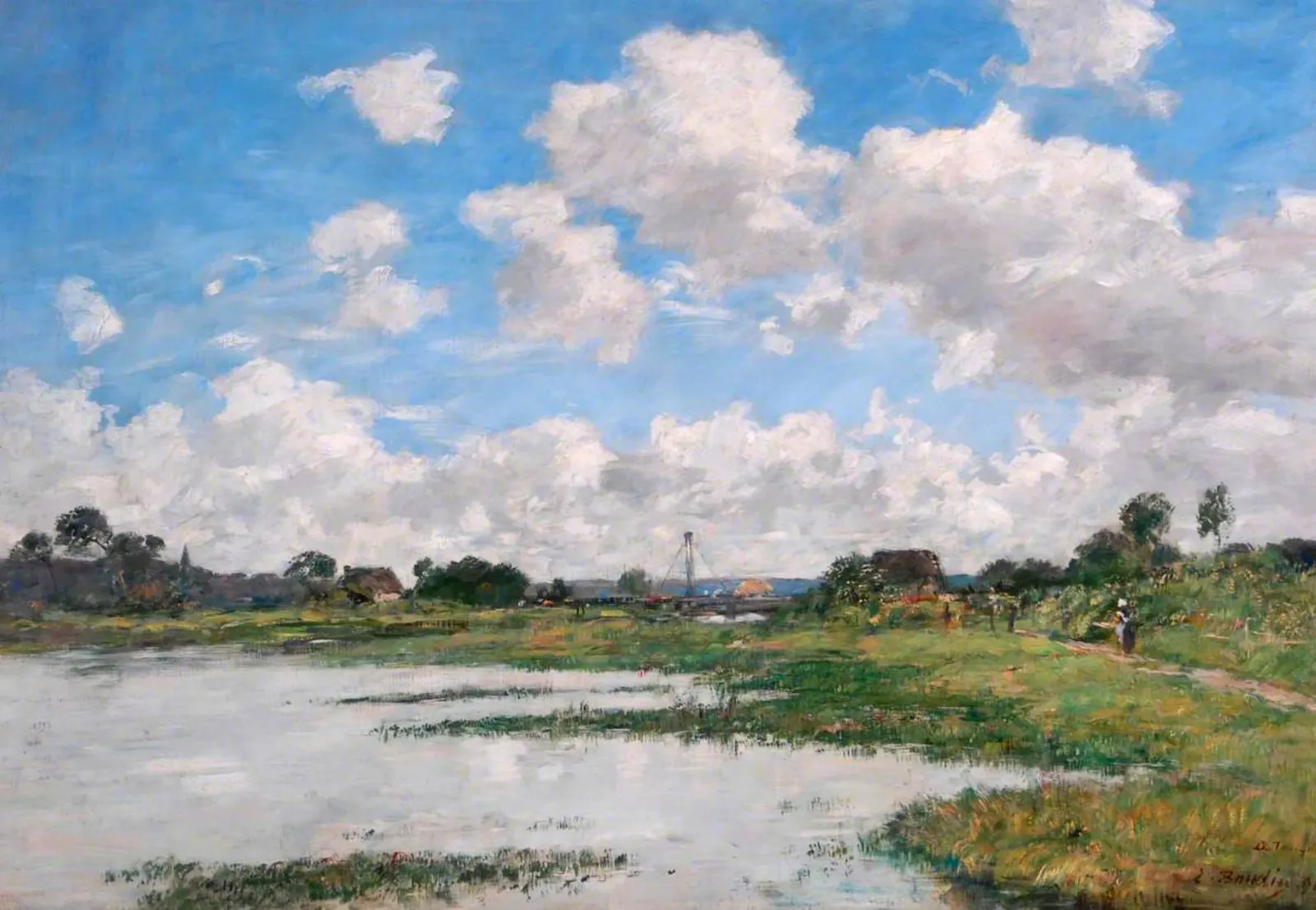 Landscape, River Touques, Normandy, Eugène Boudin