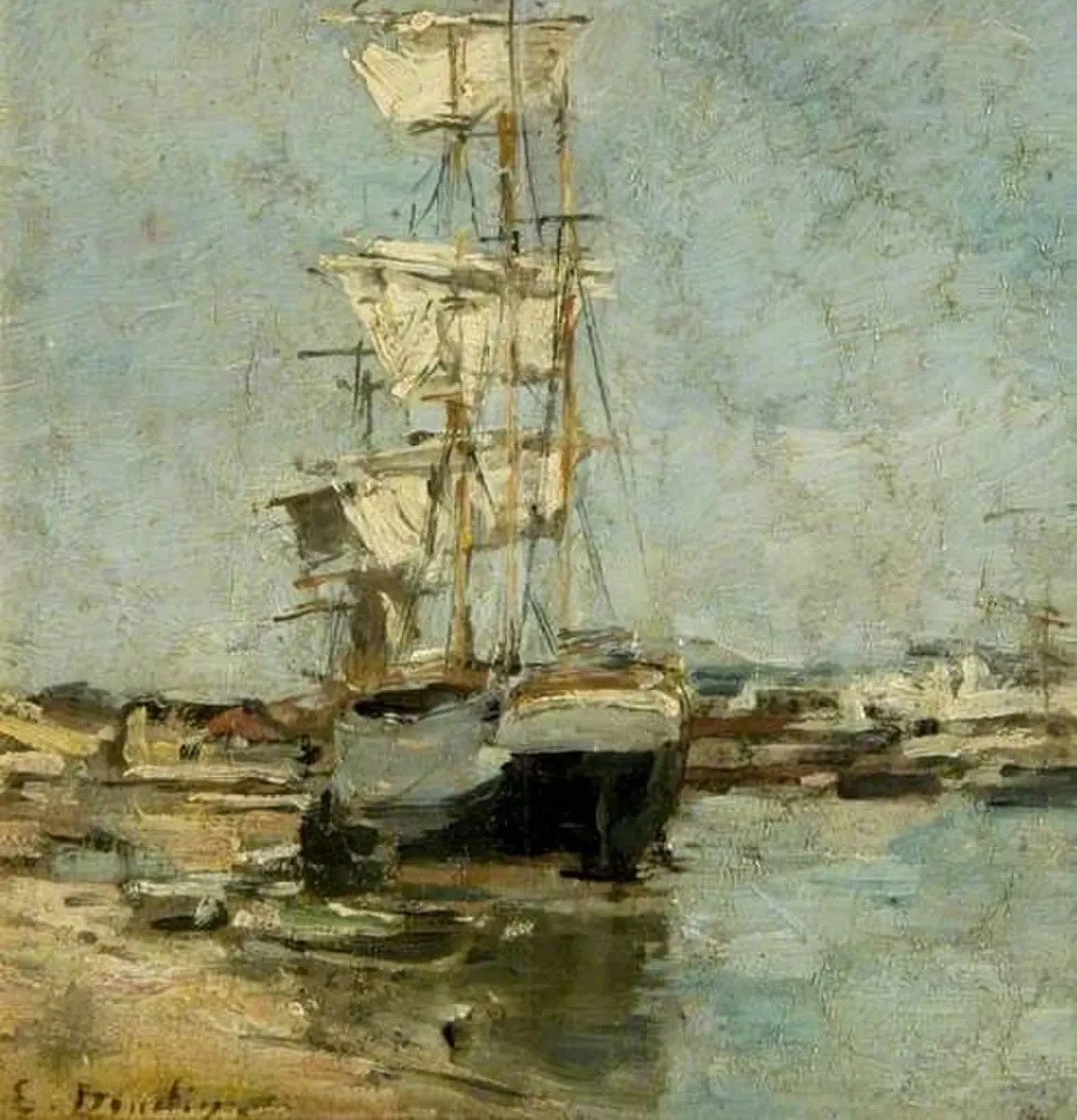 Large Sailing Ship in Port, Deauville, Eugène Boudin