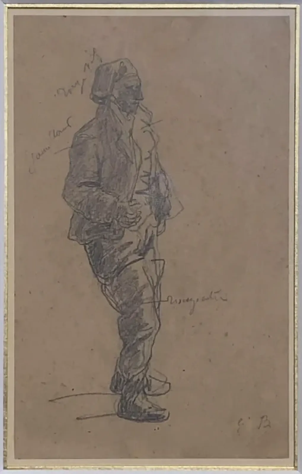 Marin-pêcheur debout au bonnet, Eugène Boudin