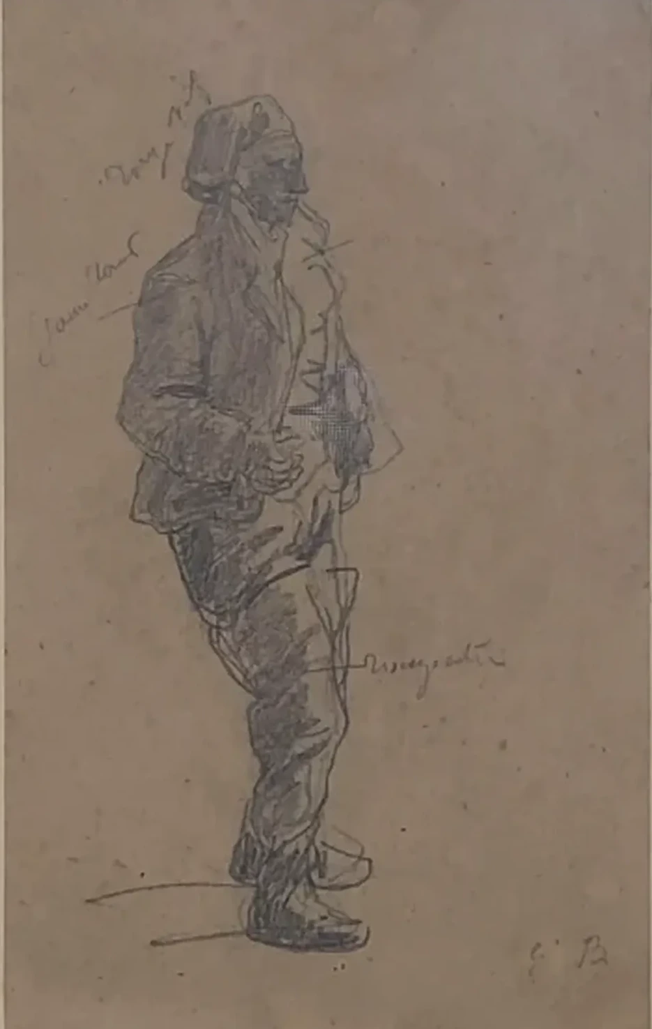 Marin-pêcheur debout au bonnet, Eugène Boudin
