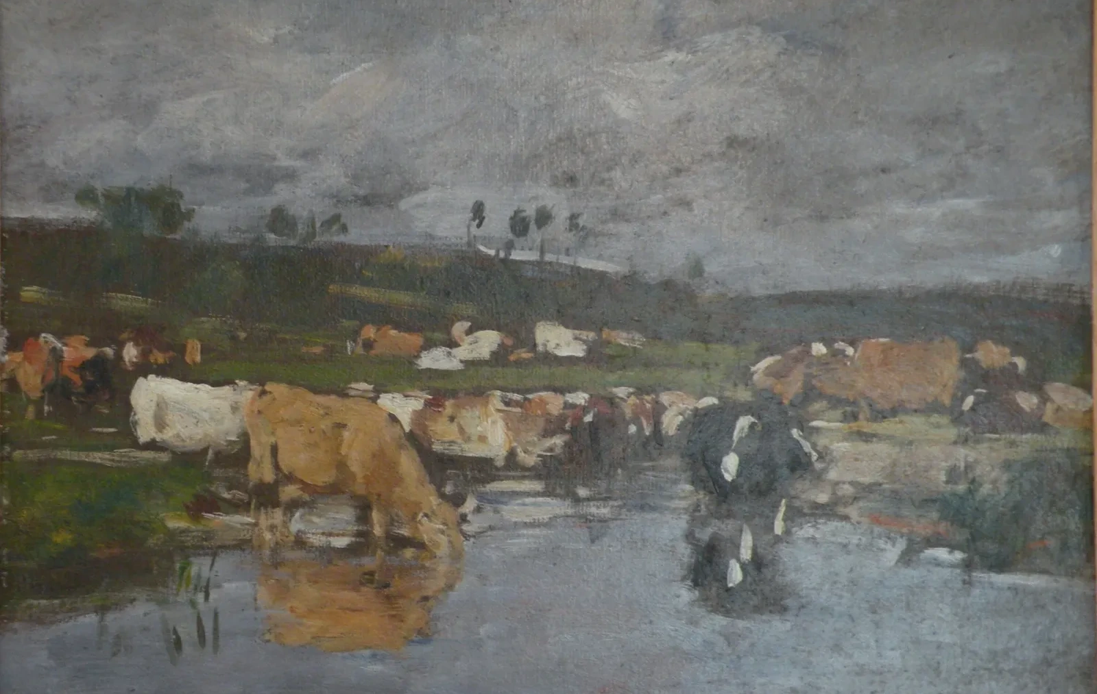 Paysage, nombreuses vaches à l'herbage, Eugène Boudin