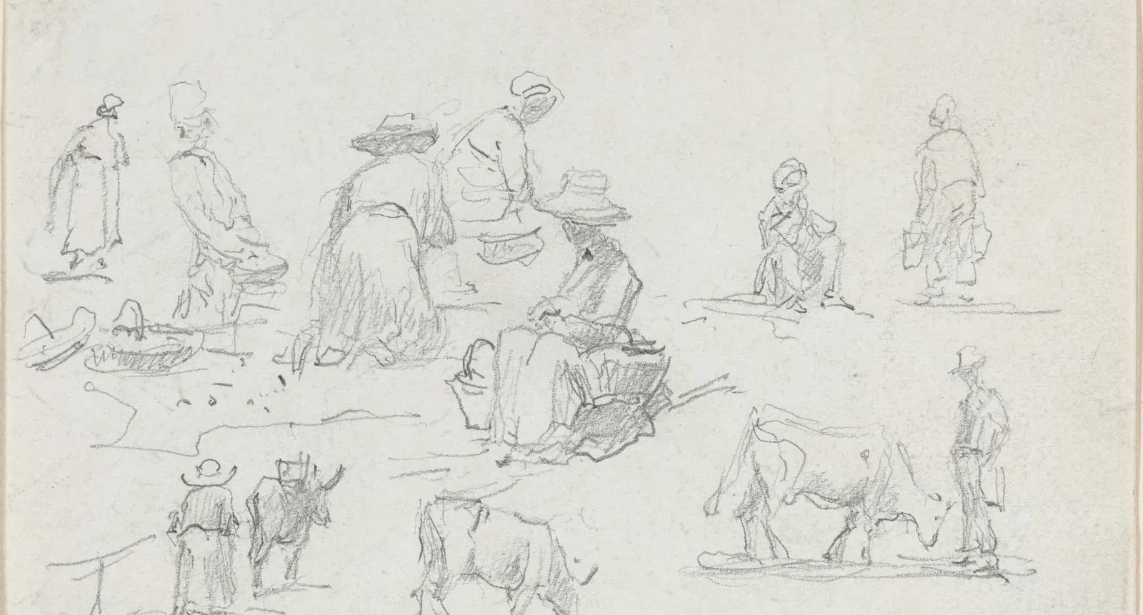 Peasants and Cows [recto], Eugène Boudin