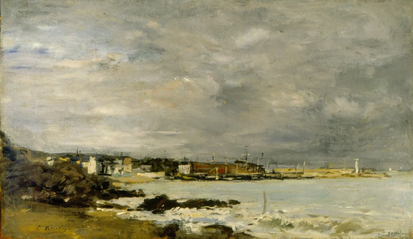 Scene of a beach and reefs, Eugène Boudin