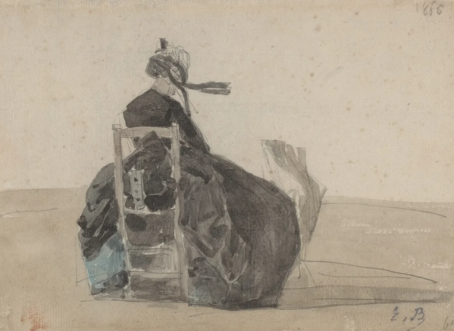 Seated Lady in Black, Trouville, Eugène Boudin
