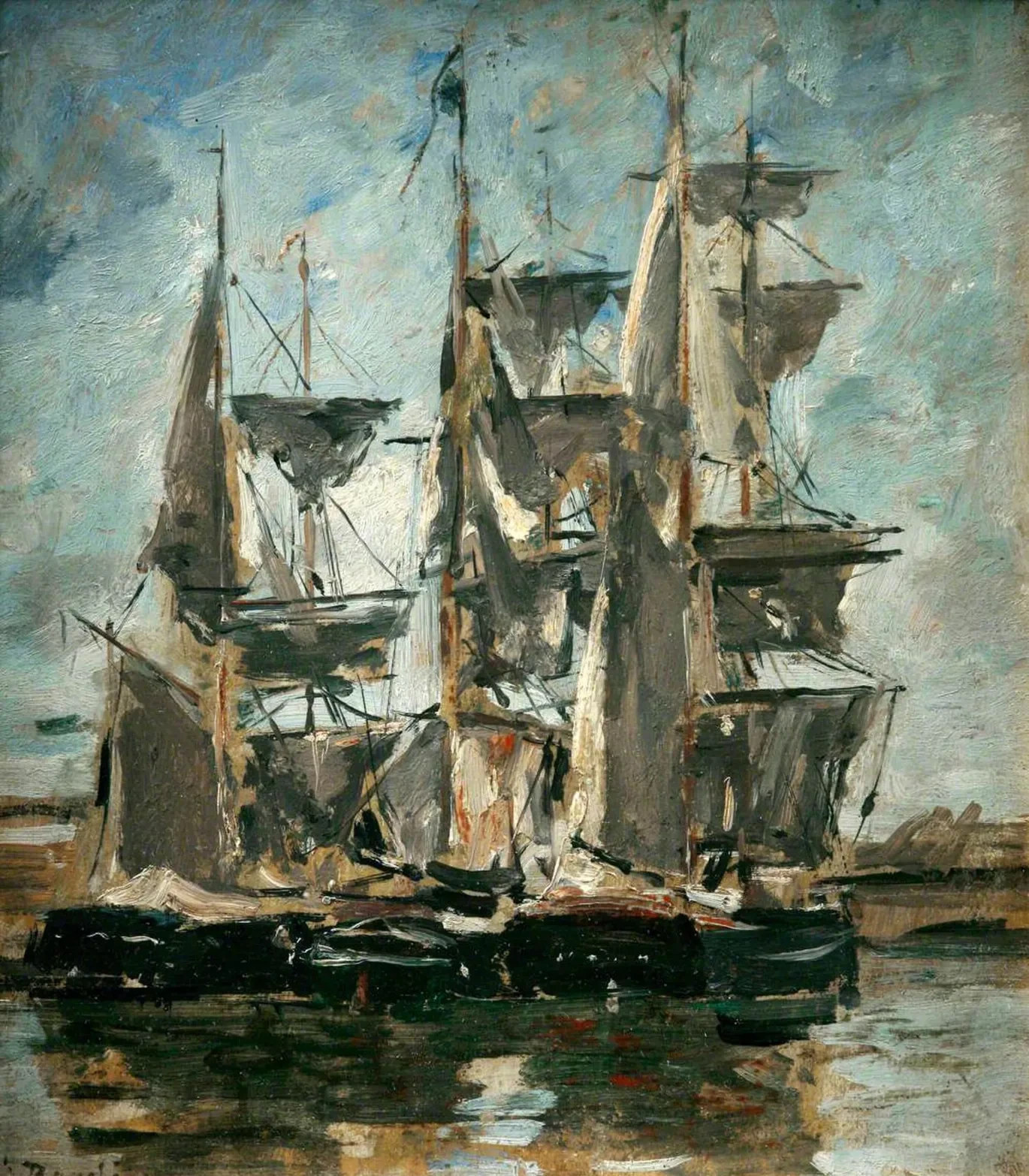 Ships in a Harbour, Eugène Boudin