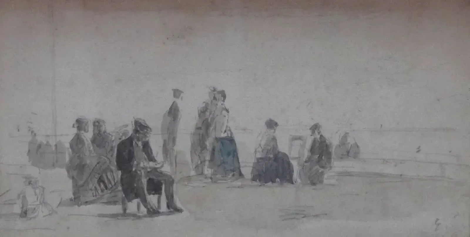 Sur la plage, l'homme assis, Eugène Boudin