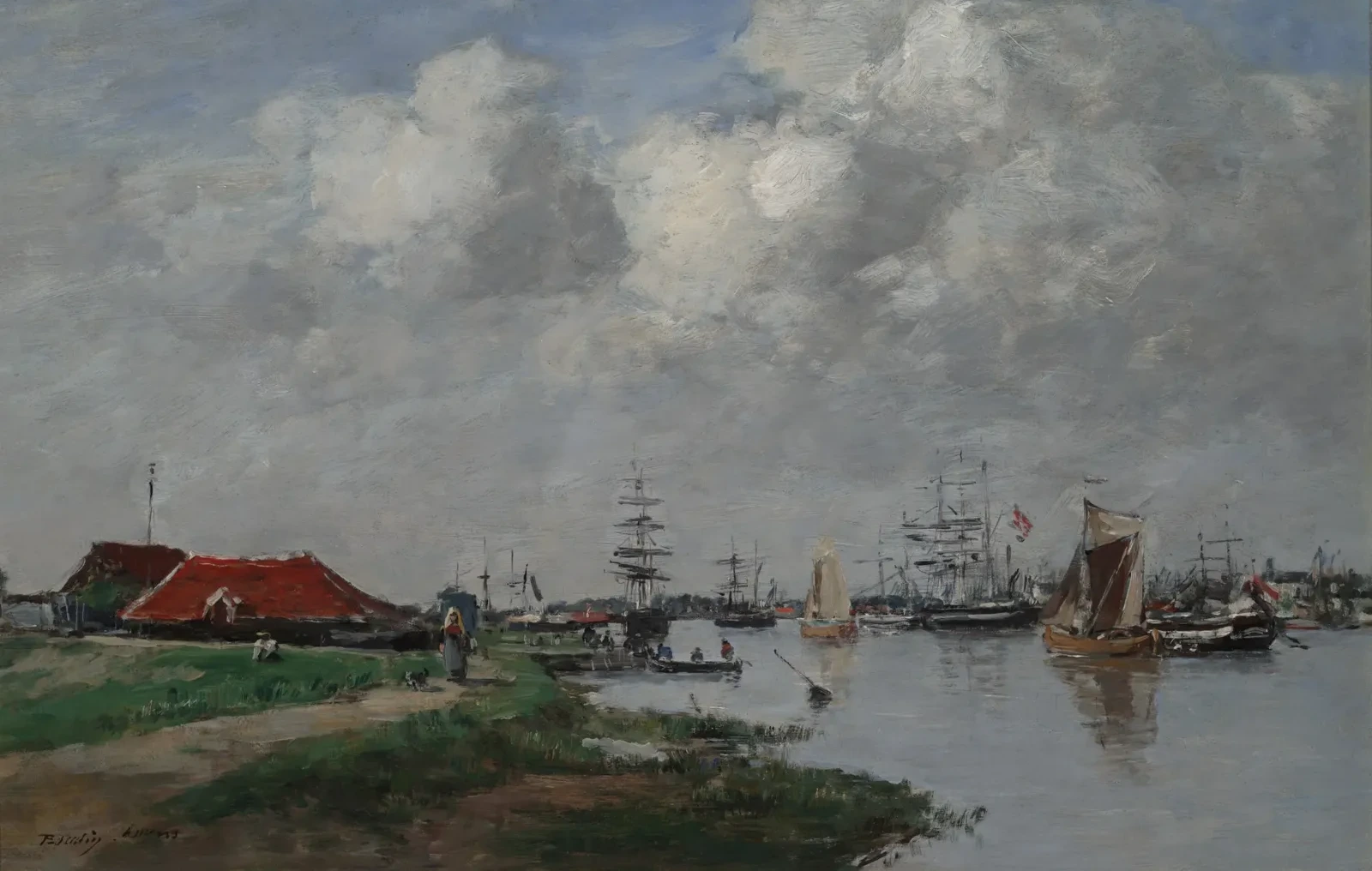 The Escaut River in Antwerp, Eugène Boudin