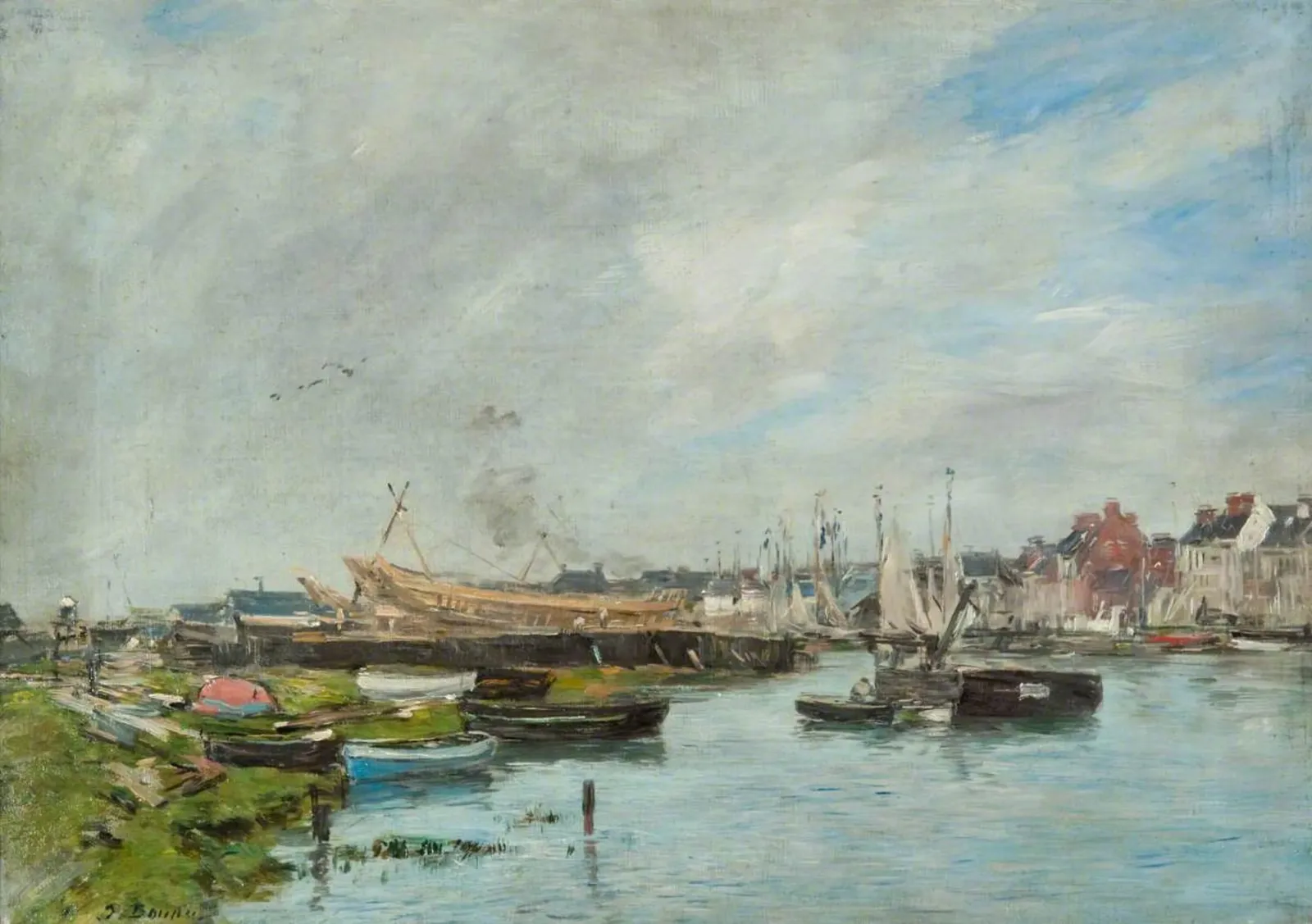The Port of Trouville, Boatyard, Eugène Boudin