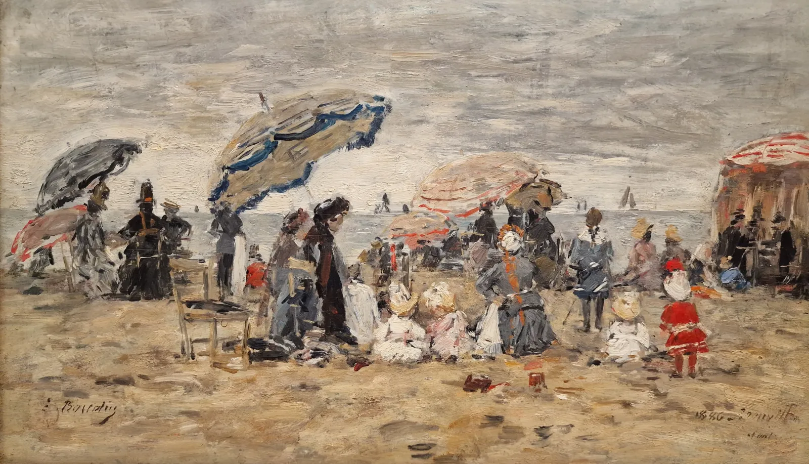 Trouville. Ombrelles sur la plage, Eugène Boudin