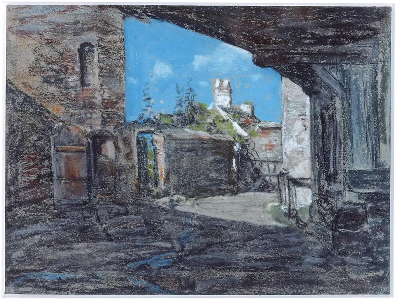 Vieille cour à Honfleur, Eugène Boudin