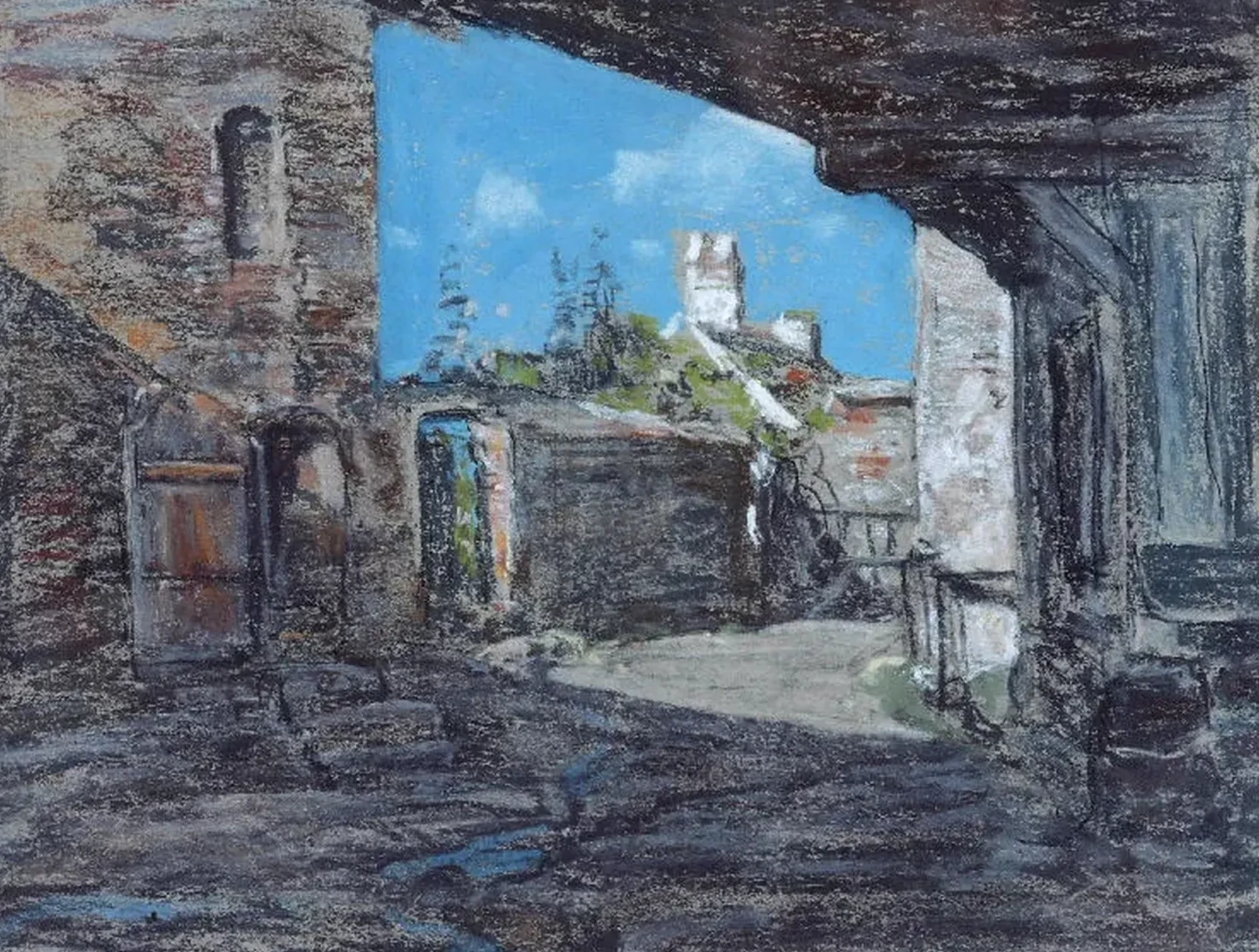 Vieille cour à Honfleur, Eugène Boudin
