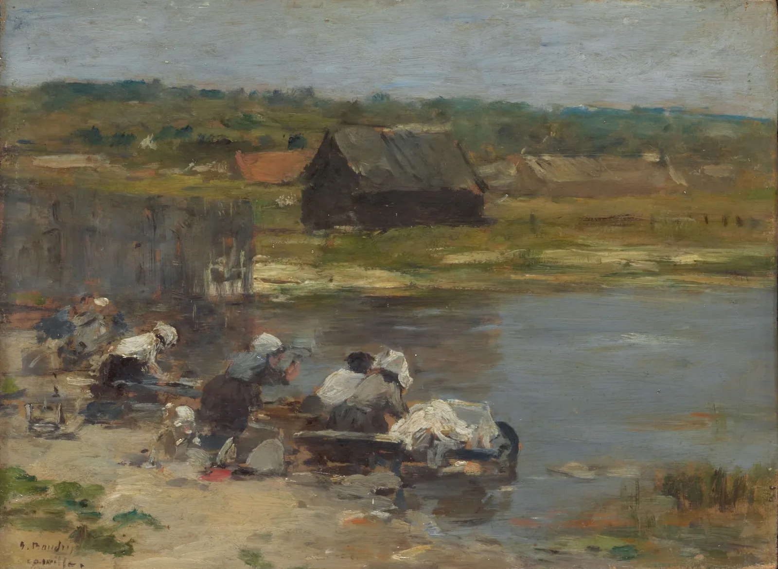 Washerwomen at the Edge of the Pond, Eugène Boudin