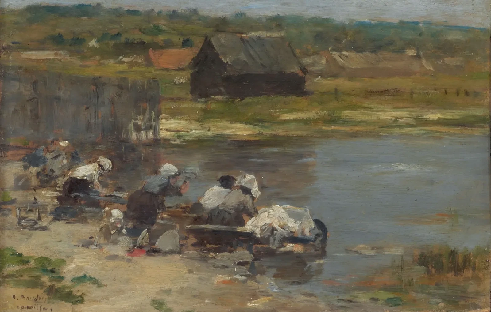 Washerwomen at the Edge of the Pond, Eugène Boudin