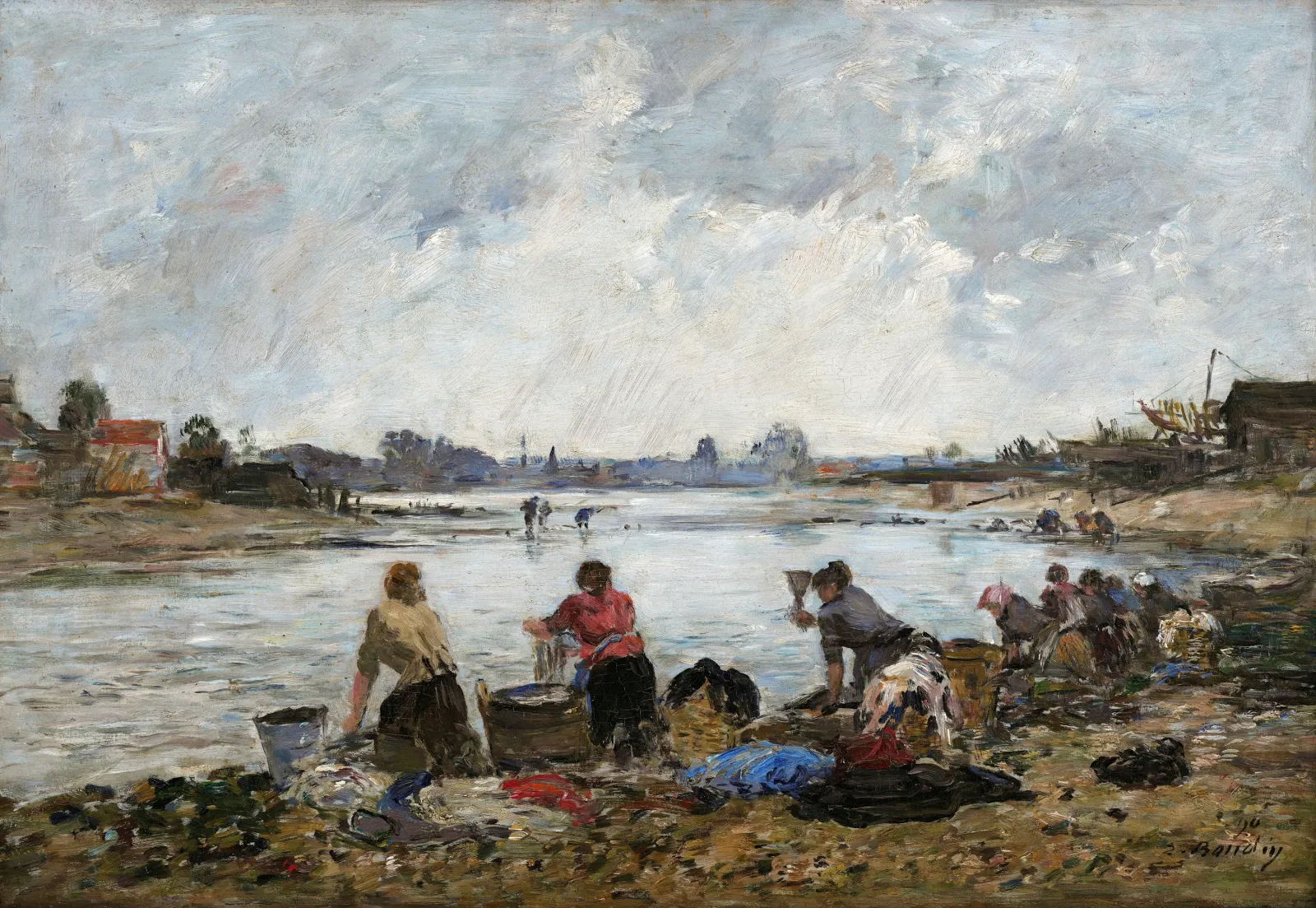 Washerwomen at the Touques River, Eugène Boudin