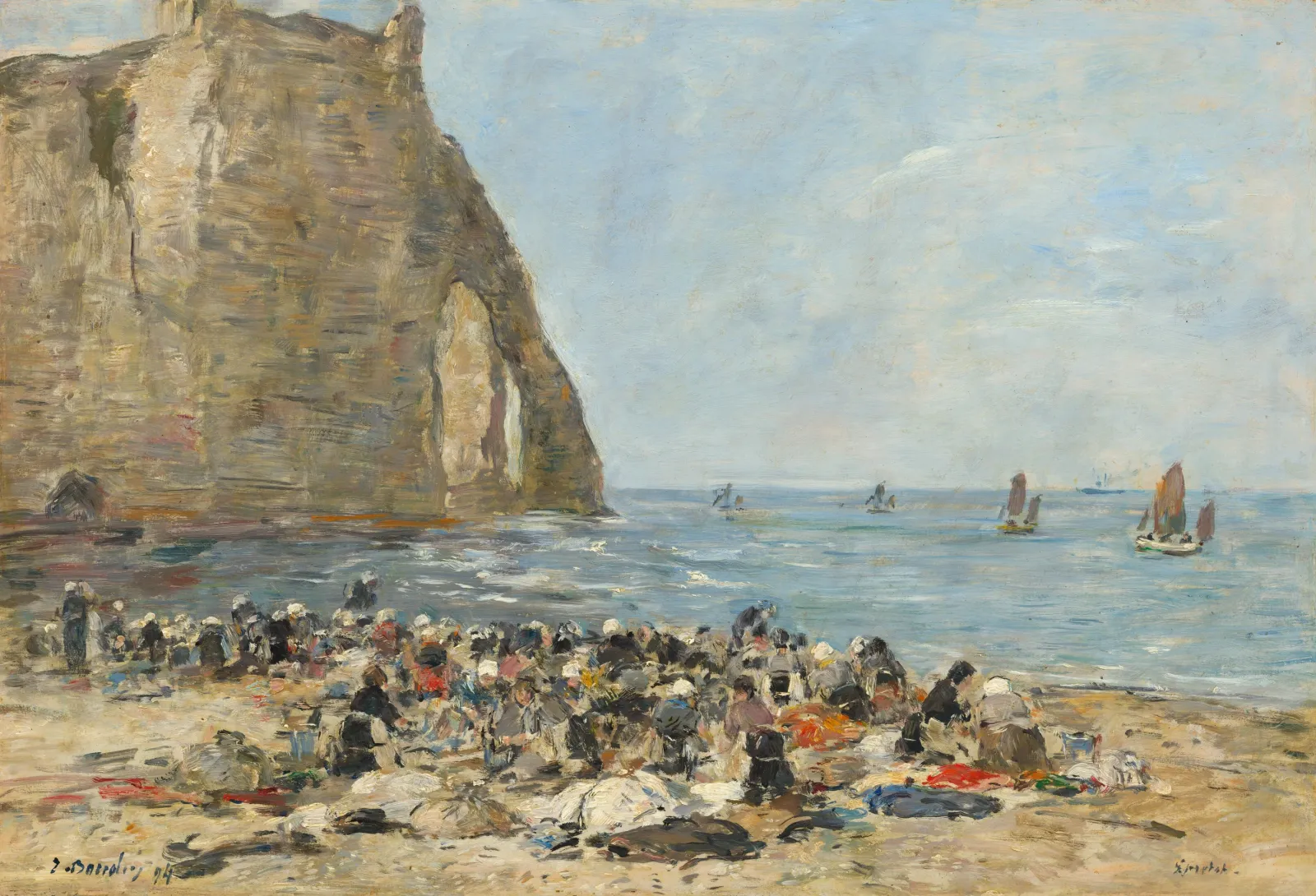 Washerwomen on the Beach of Etretat, Eugène Boudin