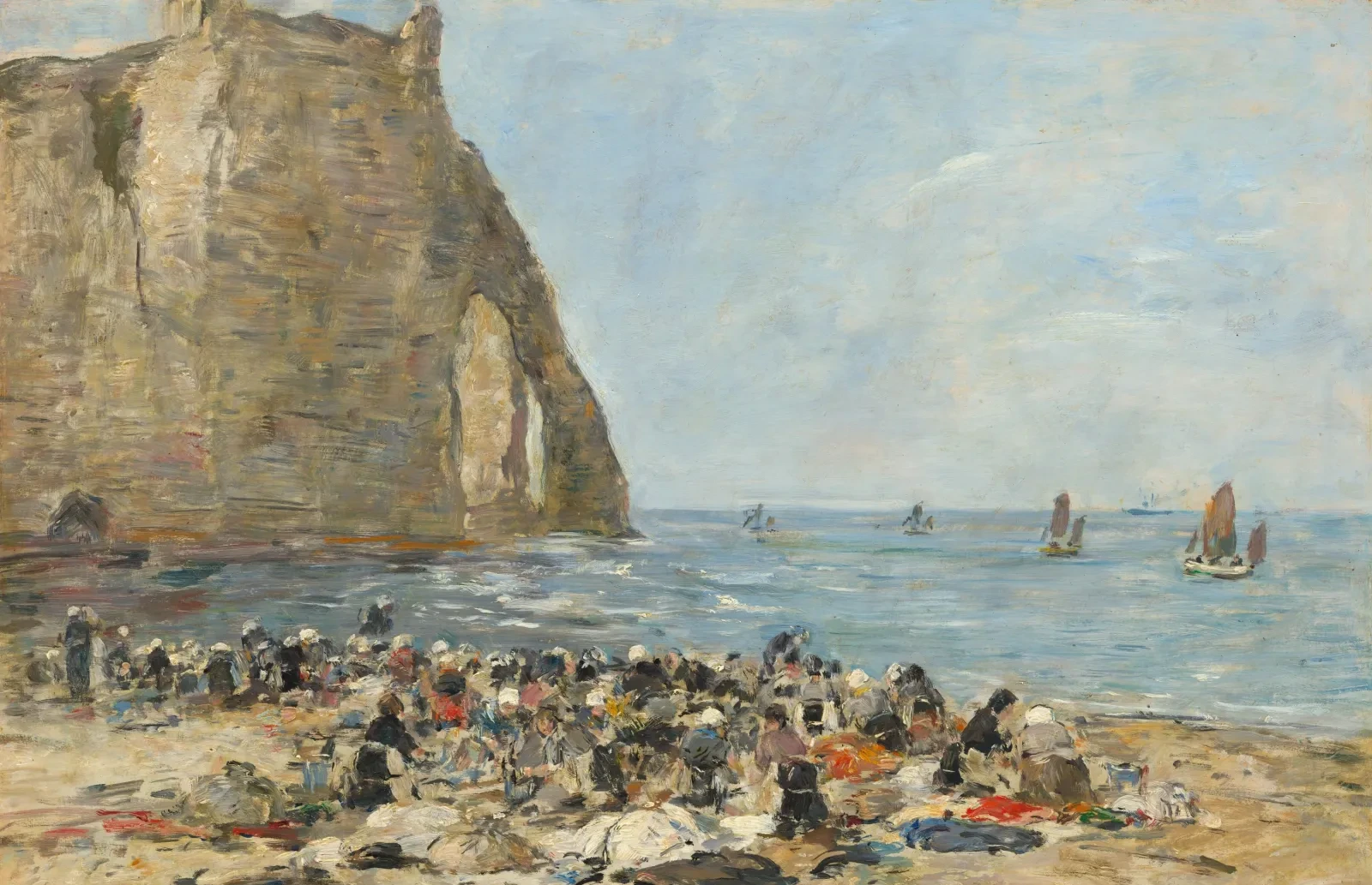Washerwomen on the Beach of Etretat, Eugène Boudin