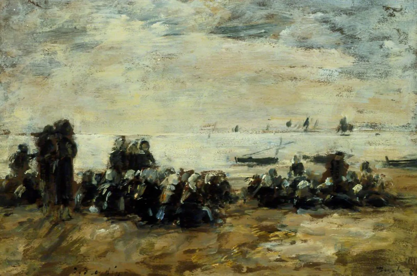 Women Awaiting Fishing Boats on Berck Beach, Eugène Boudin