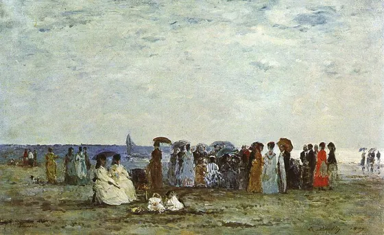 Baigneurs sur la plage de Trouville